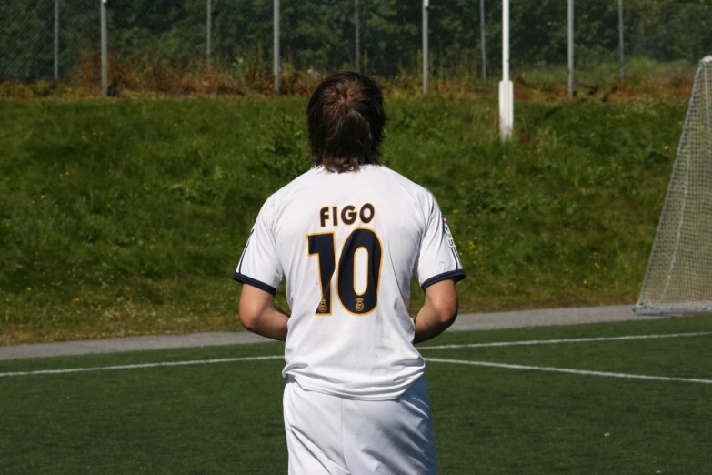 the soccer player is getting ready to kick a ball