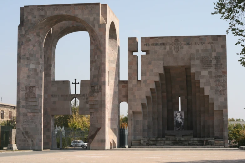 a view of some buildings made from different types of bricks