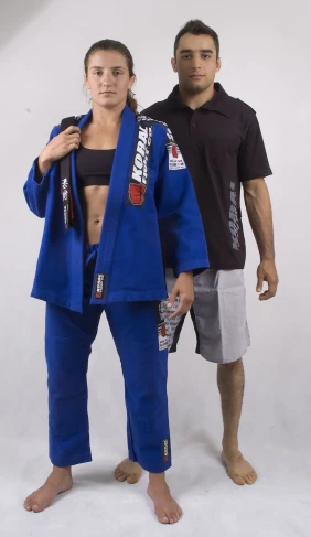 an asian woman and man in blue kimono