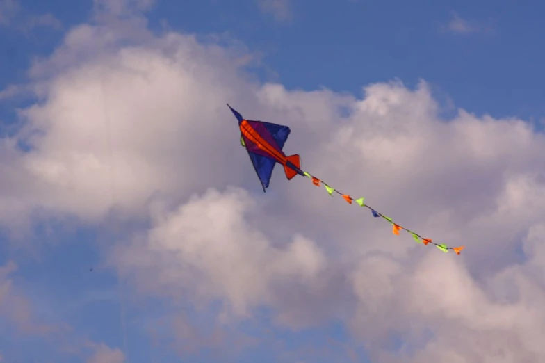 a kite flying in the sky on a cloudy day