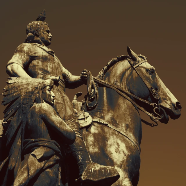 this is a statue of a person on a horse