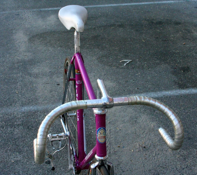 this is a bicycle parked in the parking lot