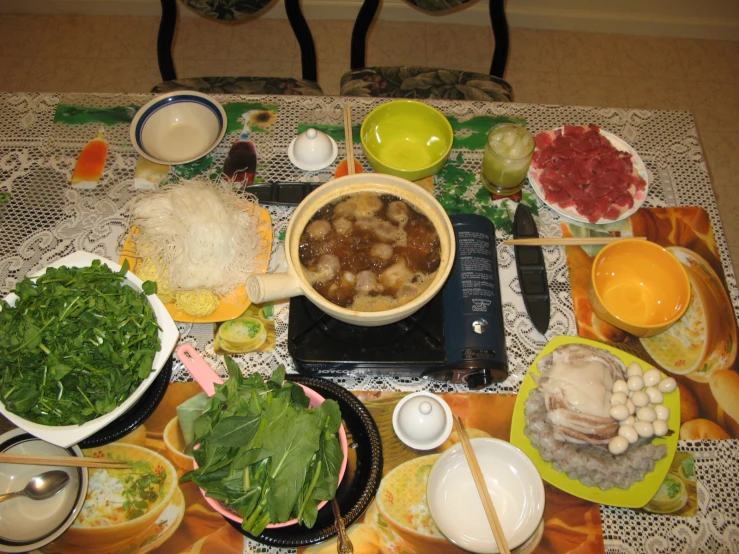 a bunch of foods that are on a table