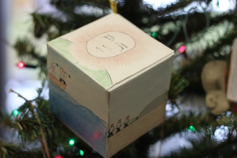 the personalized keepsake box on a christmas tree