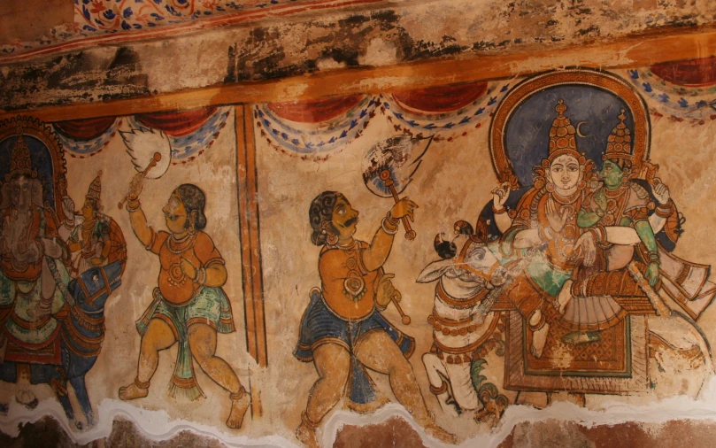 mural in the old stone building depicting a religious scene