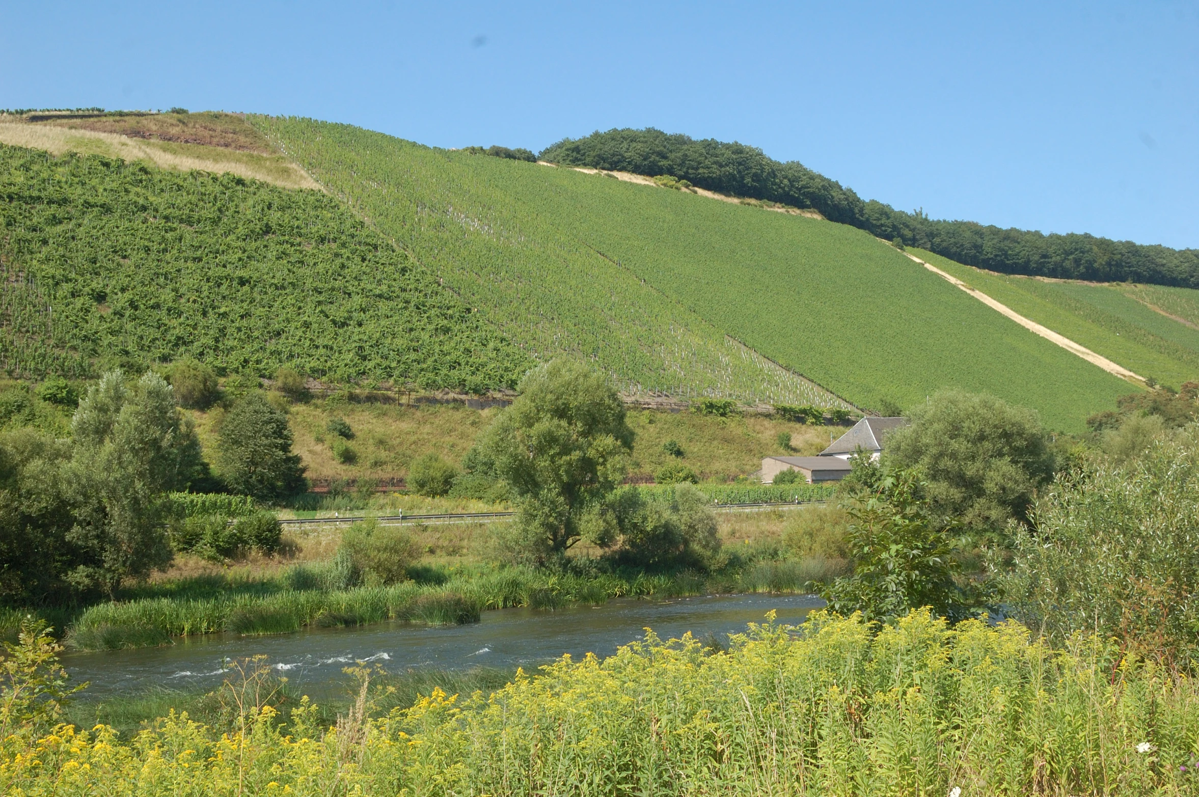 a river running in between two hills