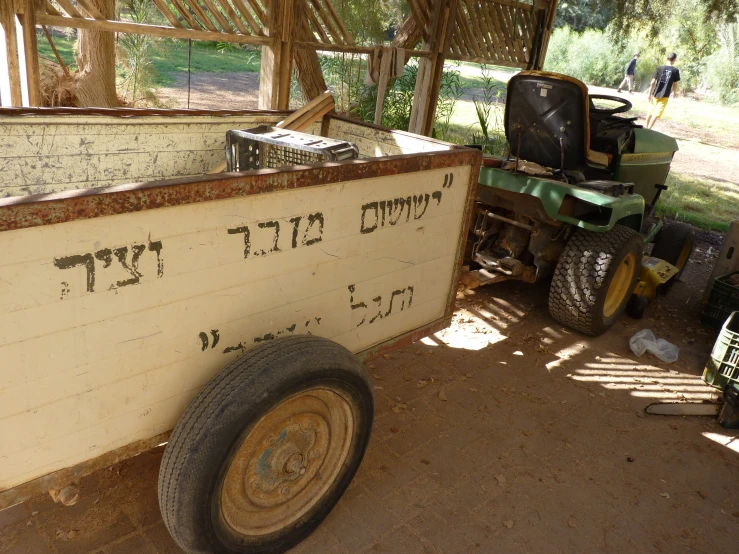 a vehicle is parked with its tire up