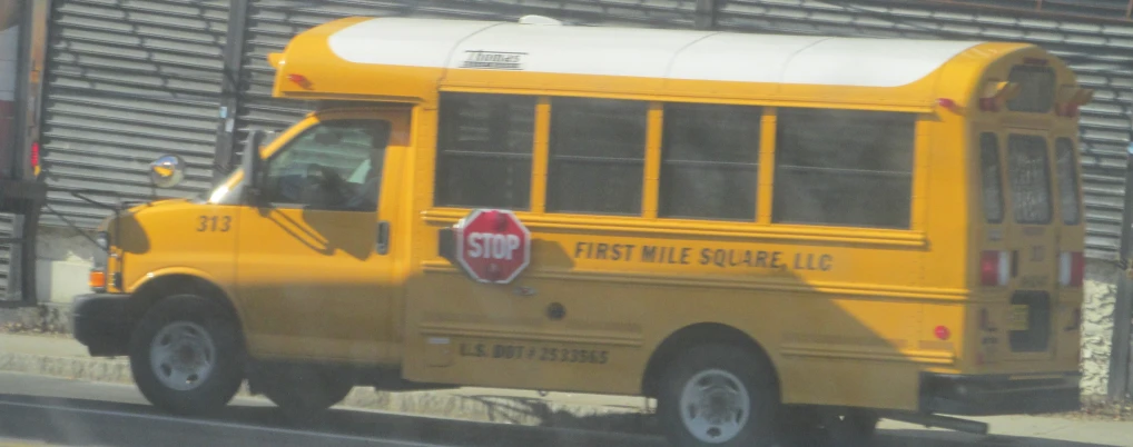 a school bus is sitting on the street