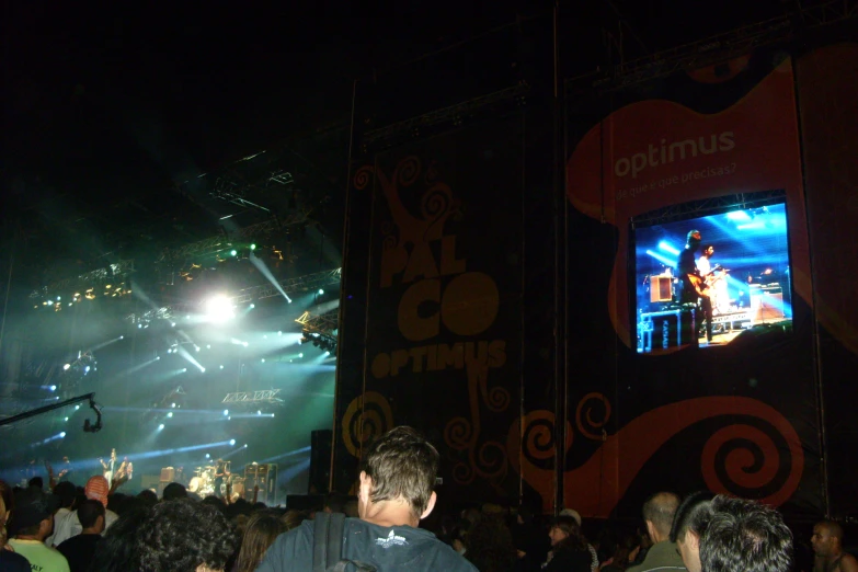 an audience watches the concert as a band plays