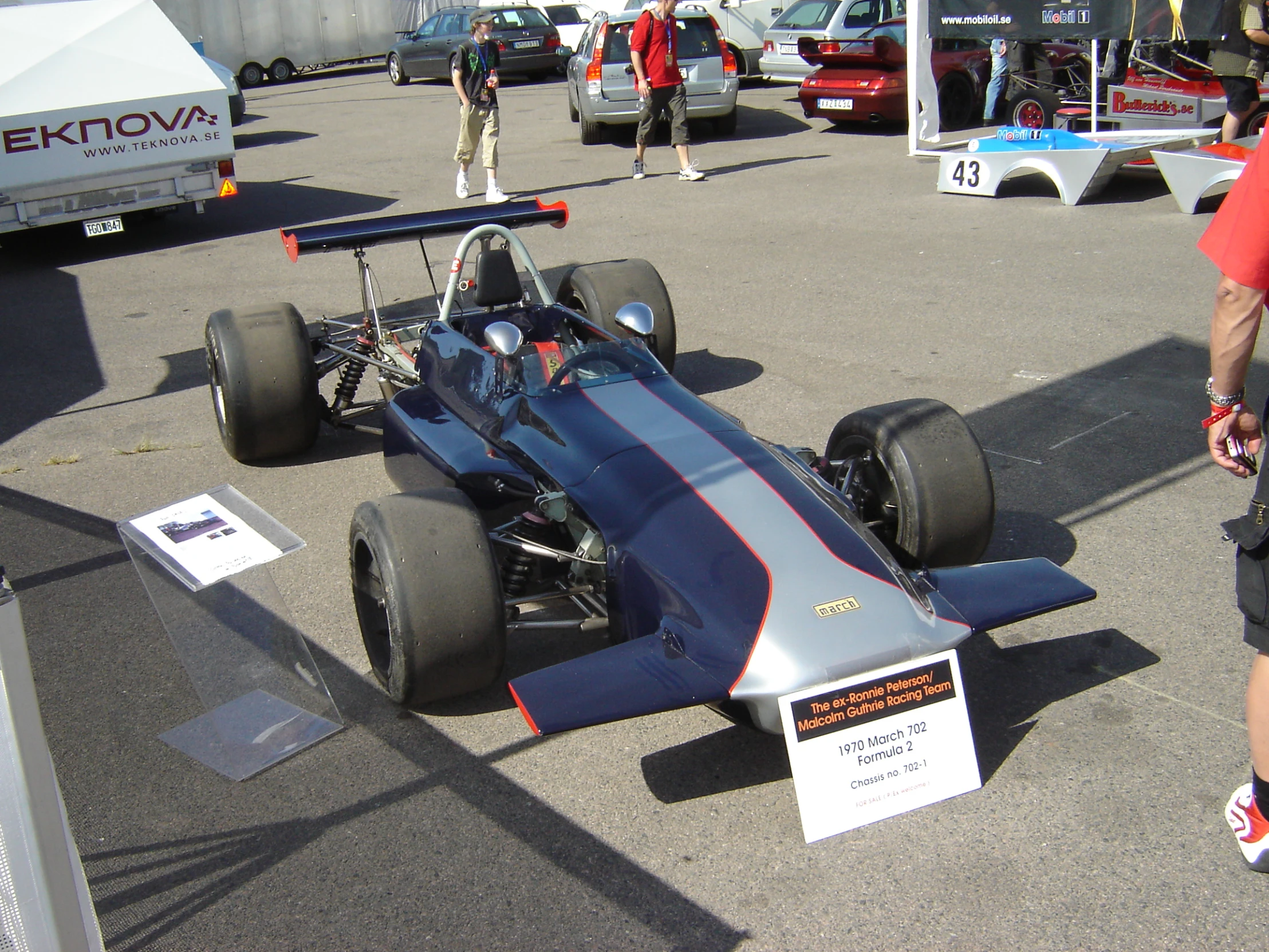 a race car on display at a festival