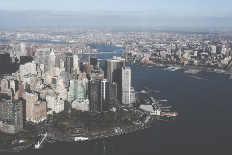 a wide view of the city with some buildings