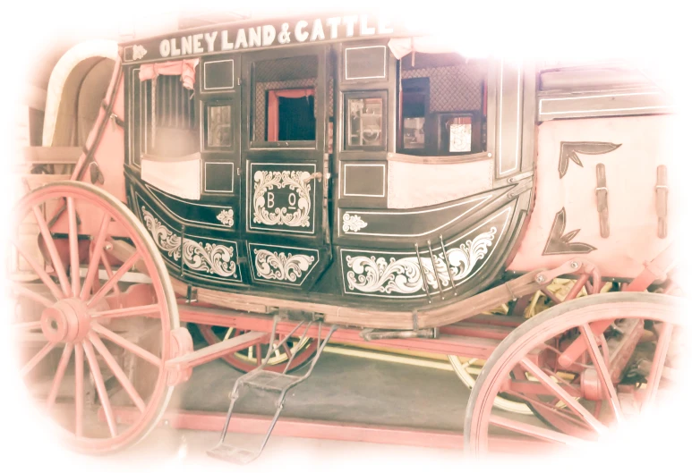 an old - time wagon for the only landgate was painted pink