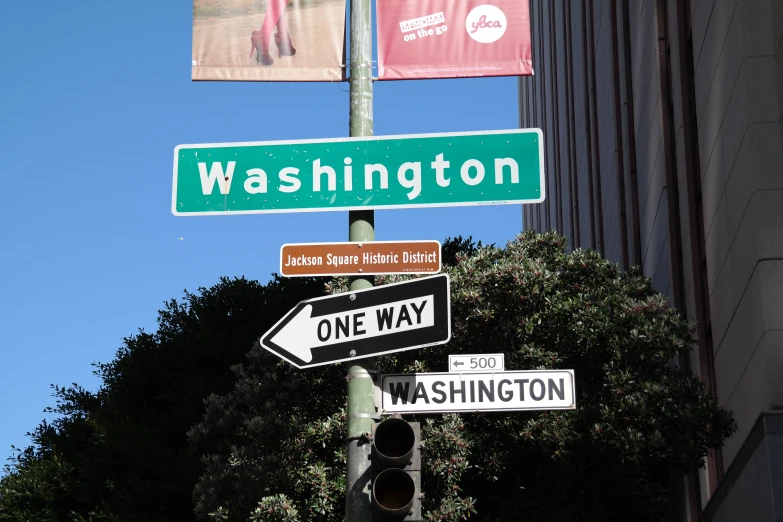 there is a street sign with different signs under it