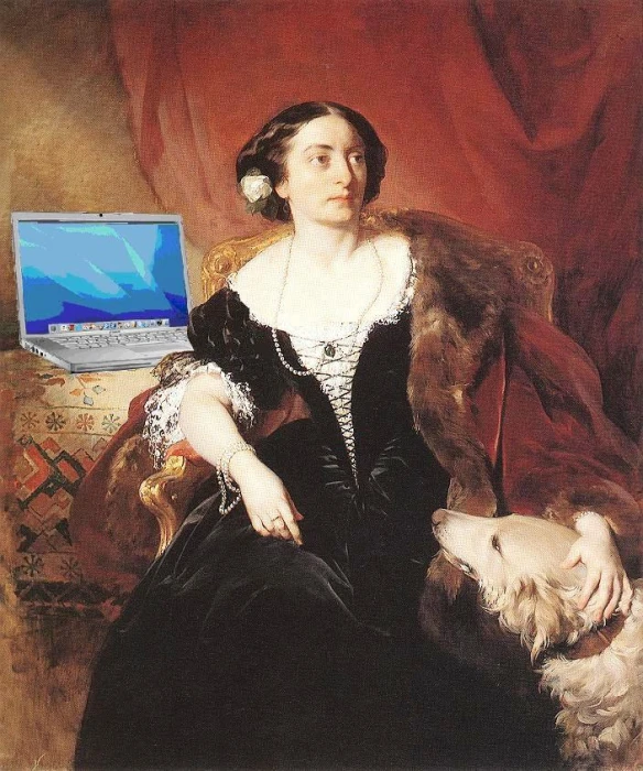 a painting of a woman sitting in a chair