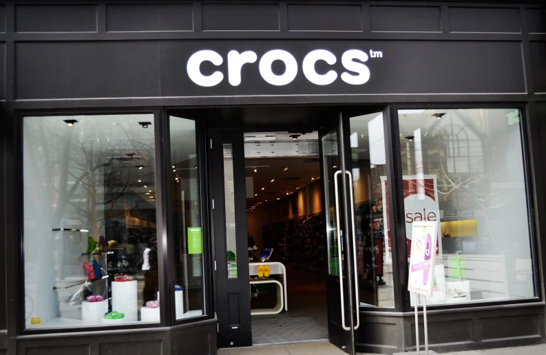 a building that has a crocs shop front window