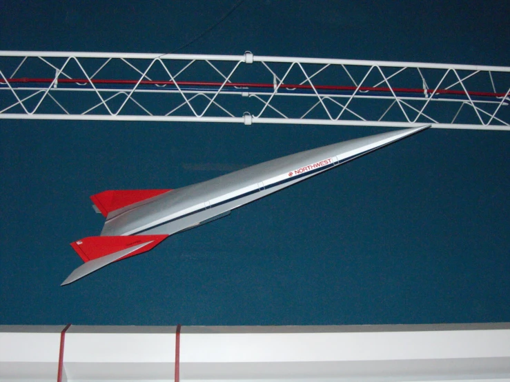 model rocket set up with display stand and wire