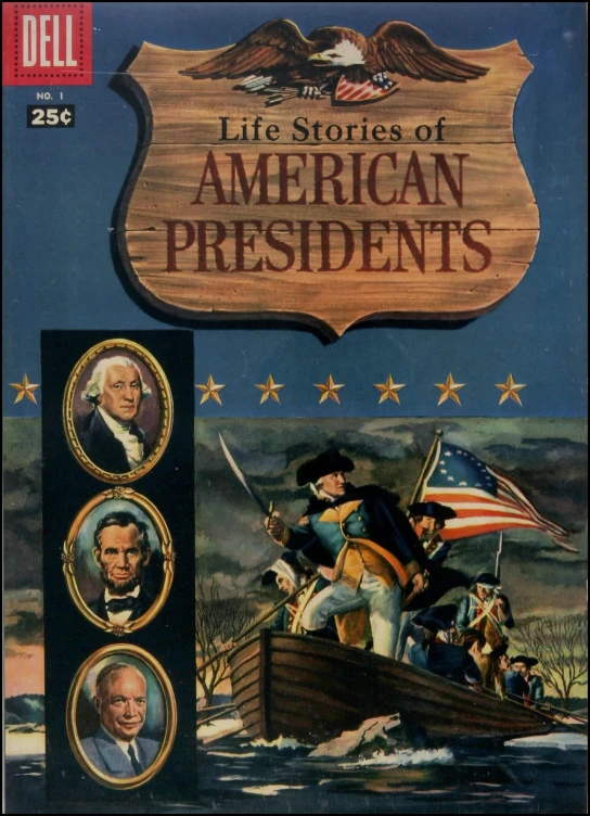 an old american presidents illustrated poster on a wall