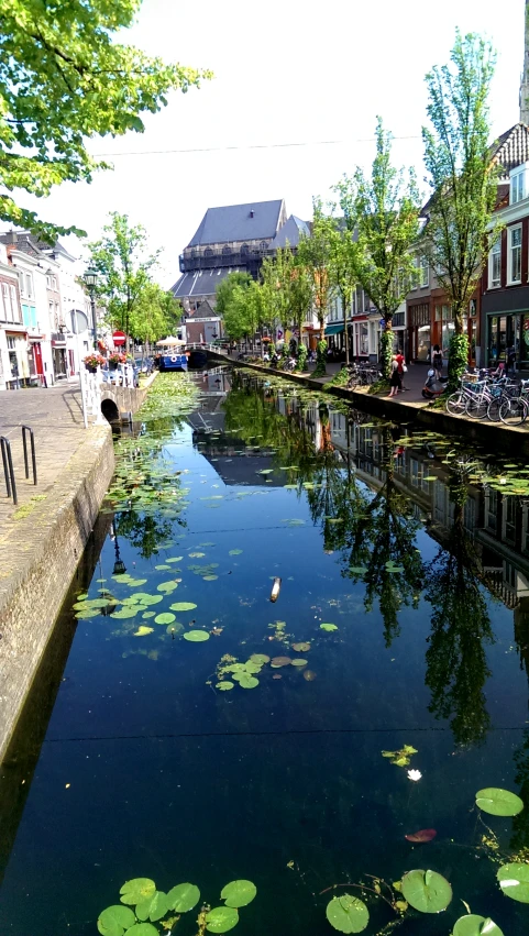 boats floating on the water in an canal