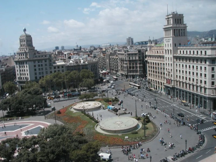 aerial view of an ornate square in a city