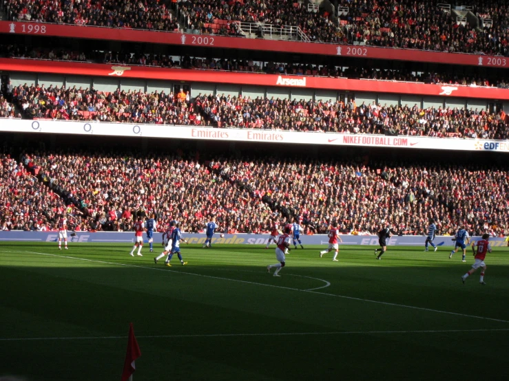 a soccer game in progress on a stadium