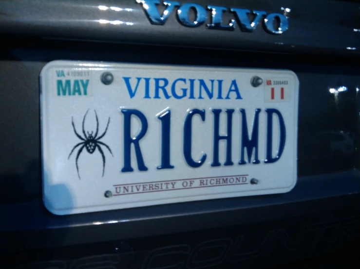 a license plate with a spider on it