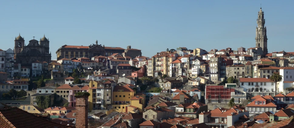 view of a small city with old buildings