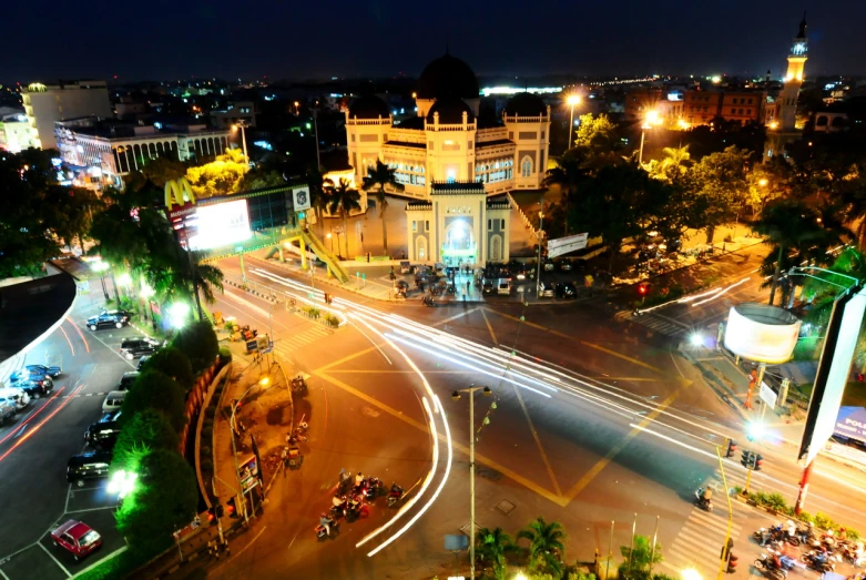 night traffic in a city at an intersection