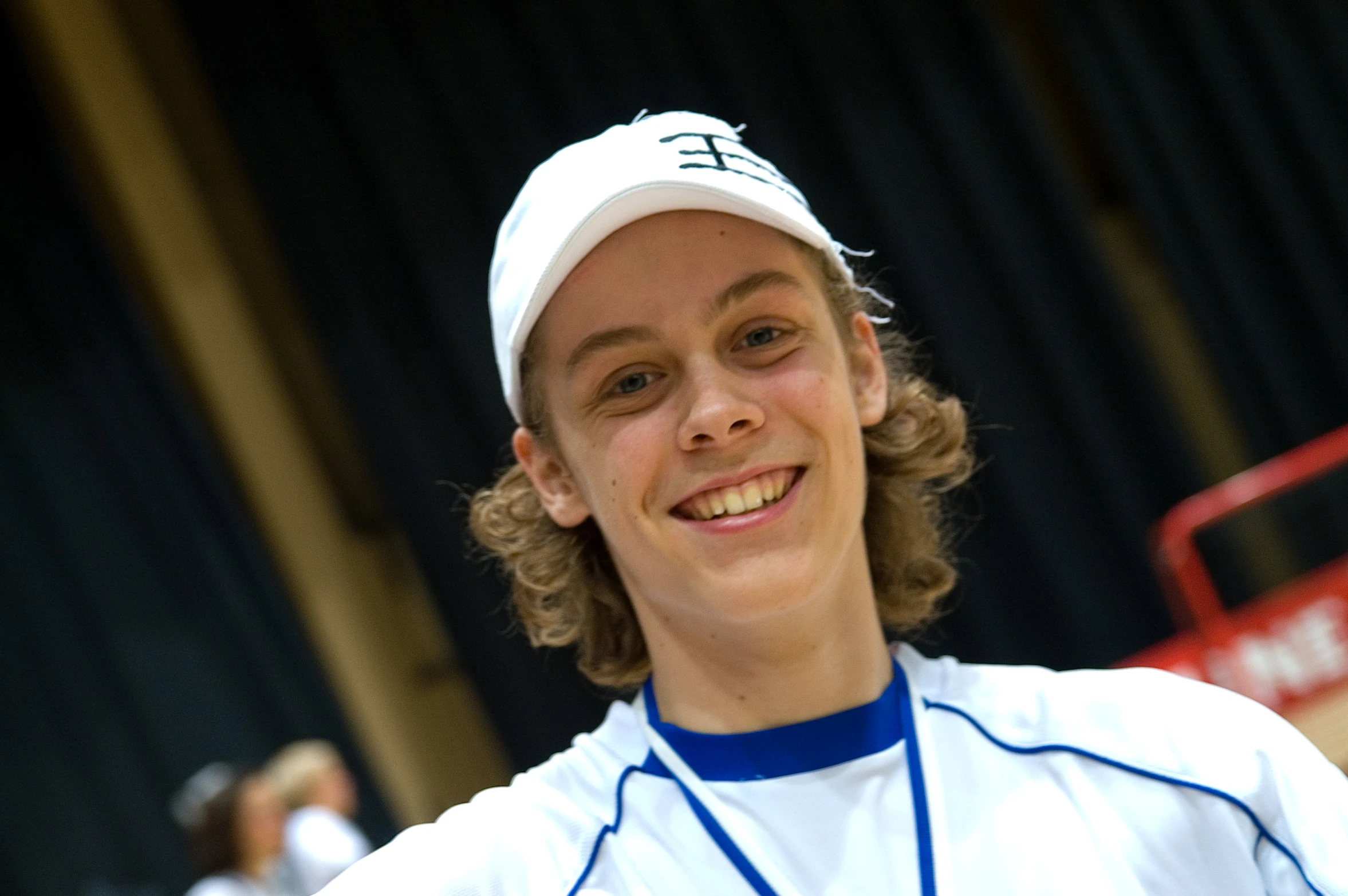 a tennis player holds his racket ready for a match