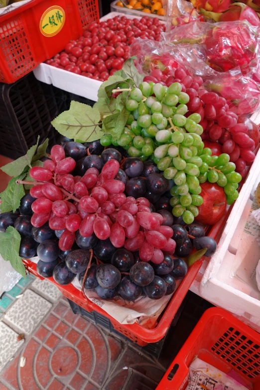 a table topped with red and green gs