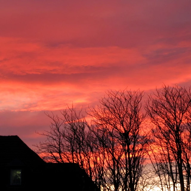 the sky has a red and purple color