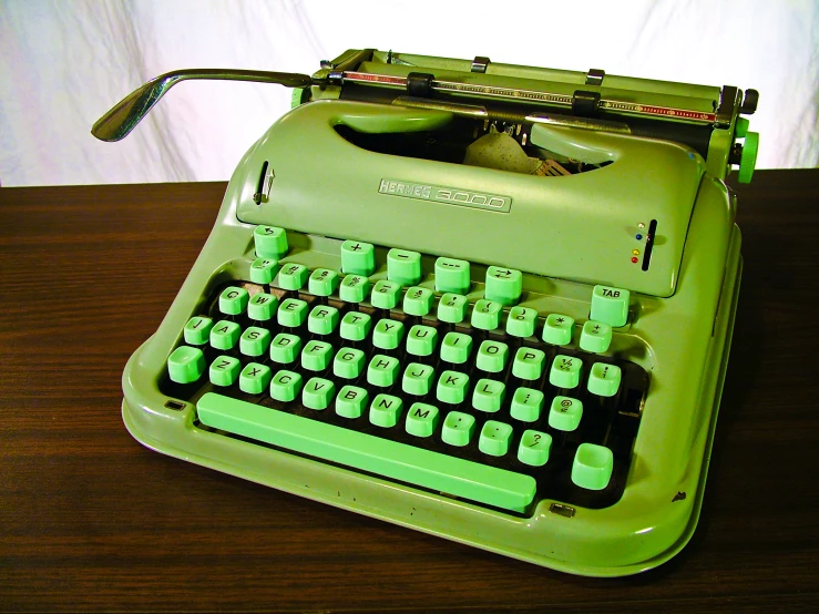 a typewriter with it's keypad showing on the display