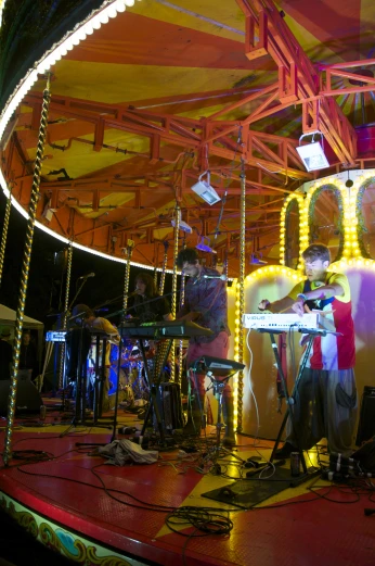 a band plays during a circus like event