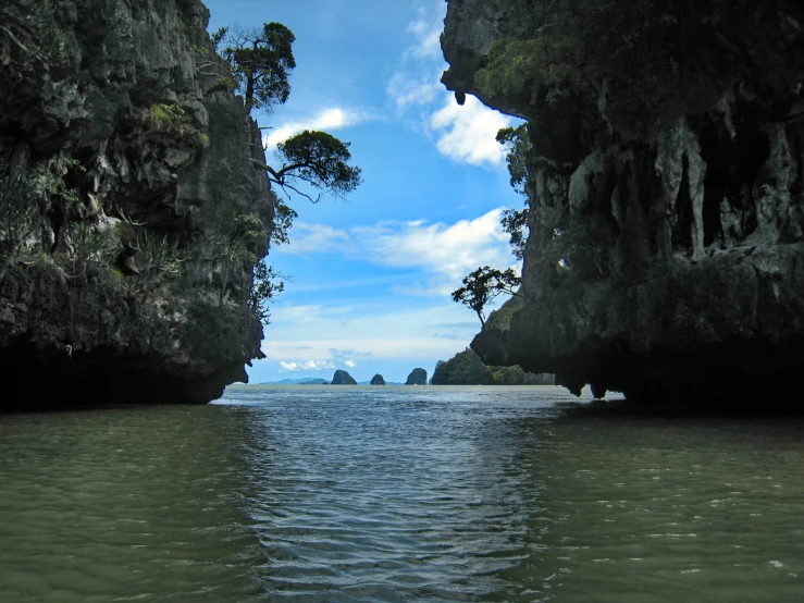 the water and cliffs are almost entirely calm