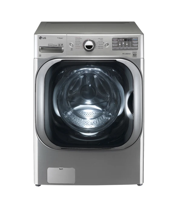 a front load washer sitting in front of a white background
