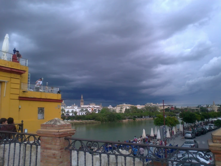 a view of a river running through a city