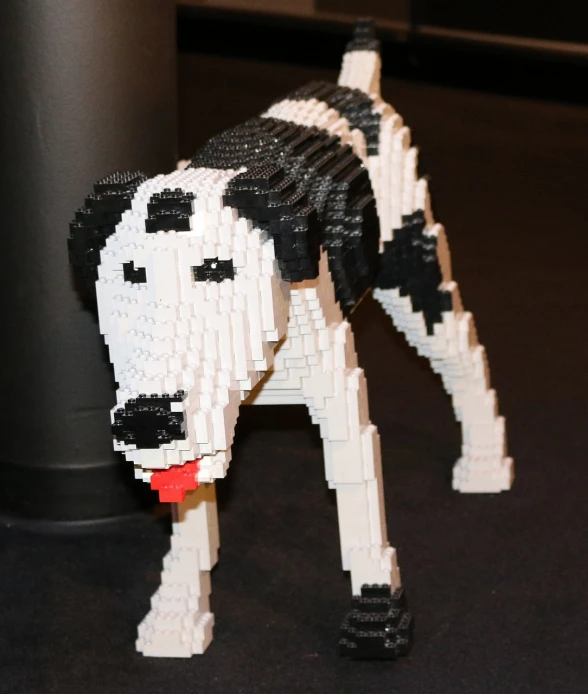 there is a lego model of a dog made out of bricks