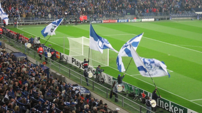 an overhead view of a stadium filled with fans