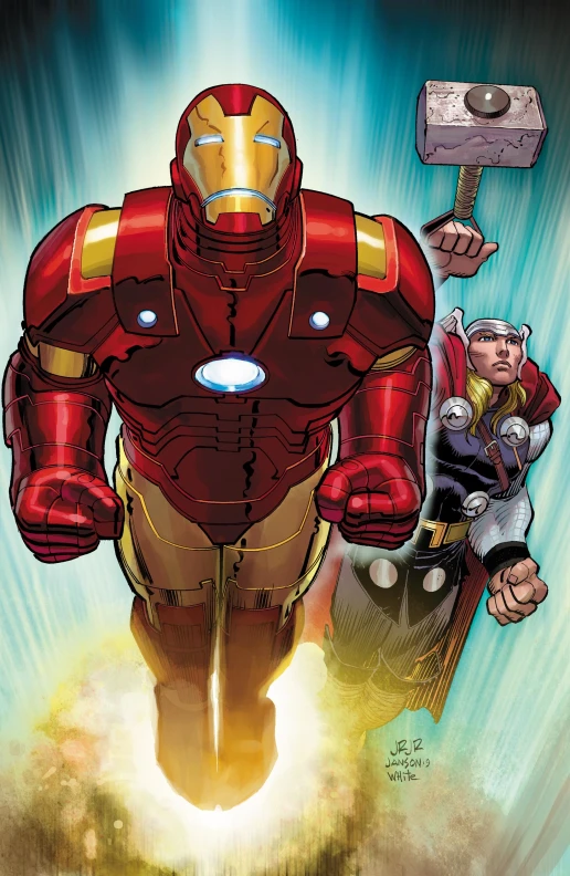 an illustration shows the likeness of iron man and a mouse