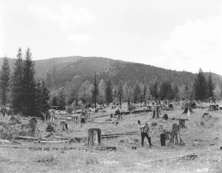 old black and white pograph of a man in the woods