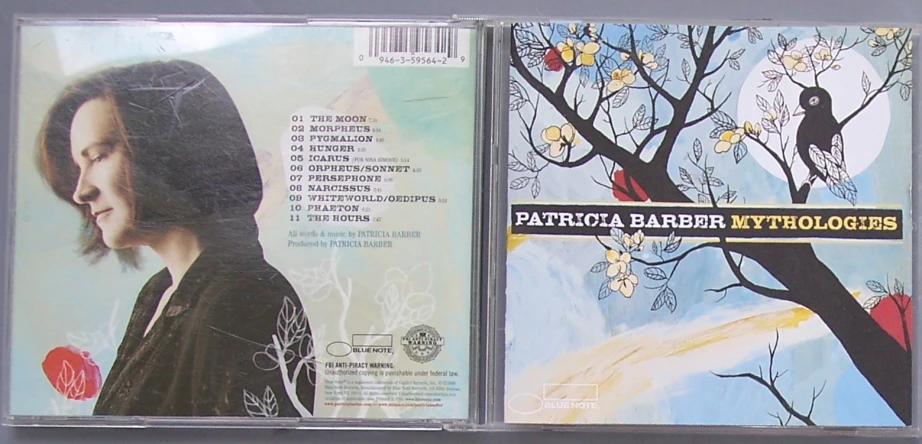 two cd cases side by side with covers designed like trees and an image of the same person