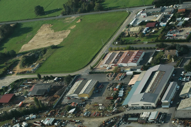 aerial view of an industrial site in the city