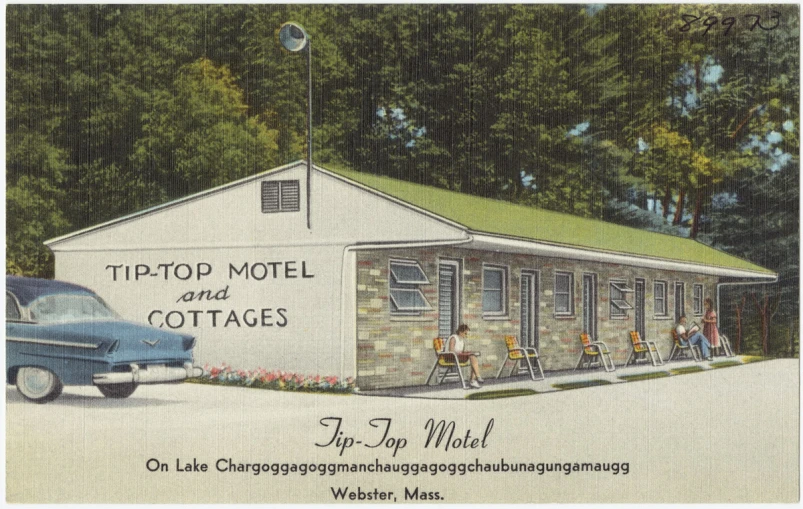 a postcard of an old motel from the 1950's