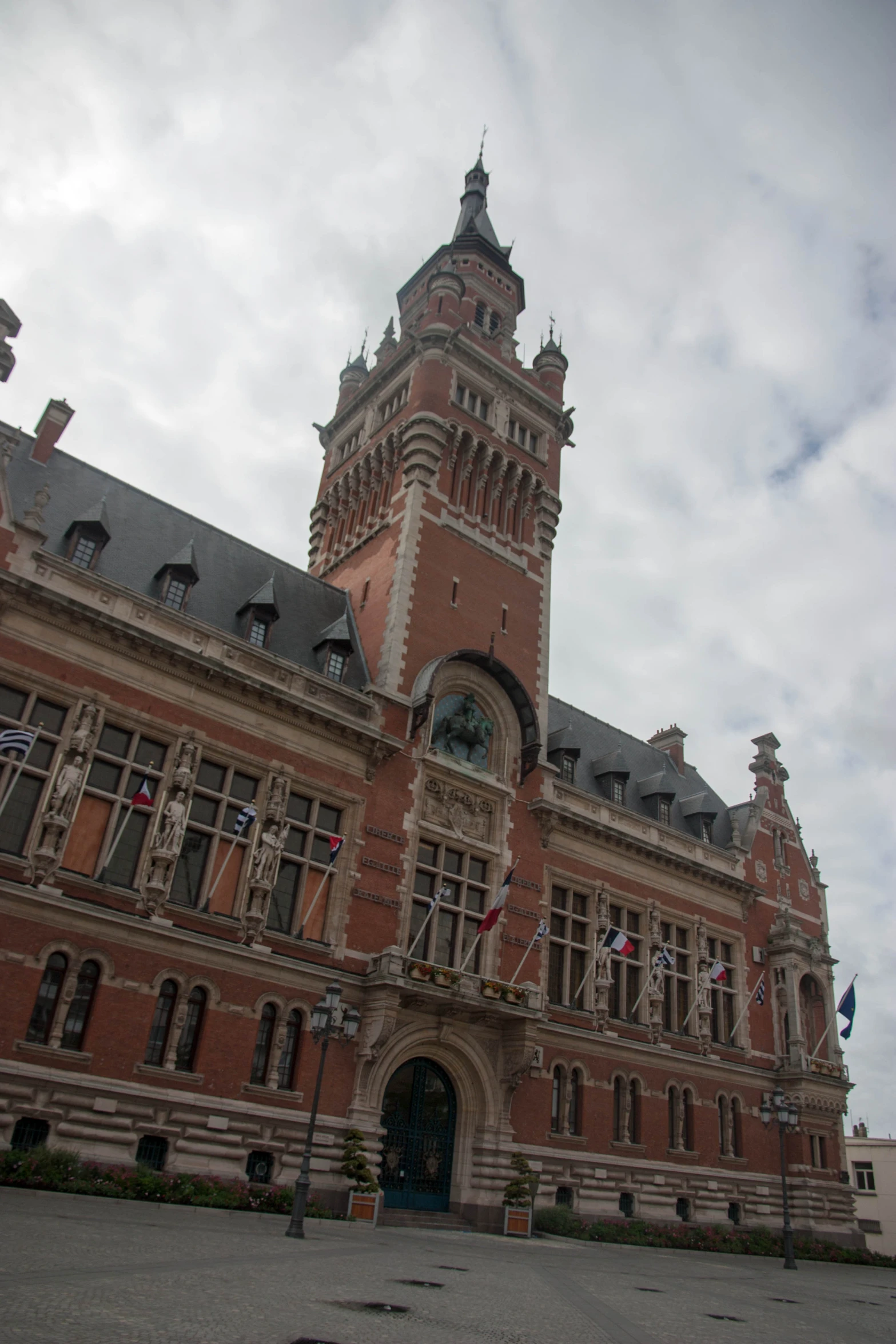 a large building with a clock tower on the front