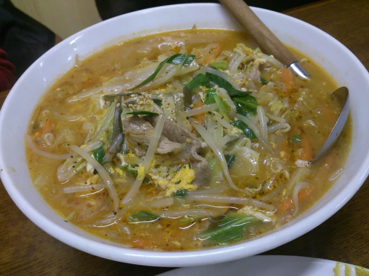 bowl of soup with vegetable, onion, and meat