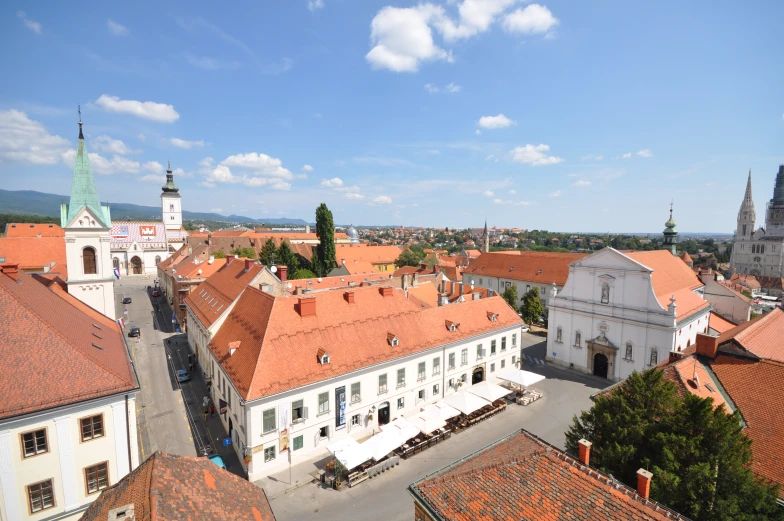 the rooftops and roofs are red and white