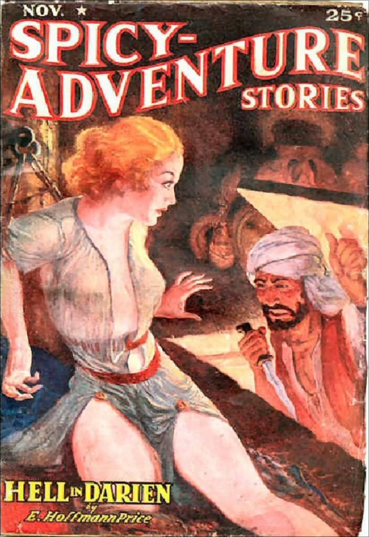 an old - fashioned magazine cover features a man standing in front of a woman and other people