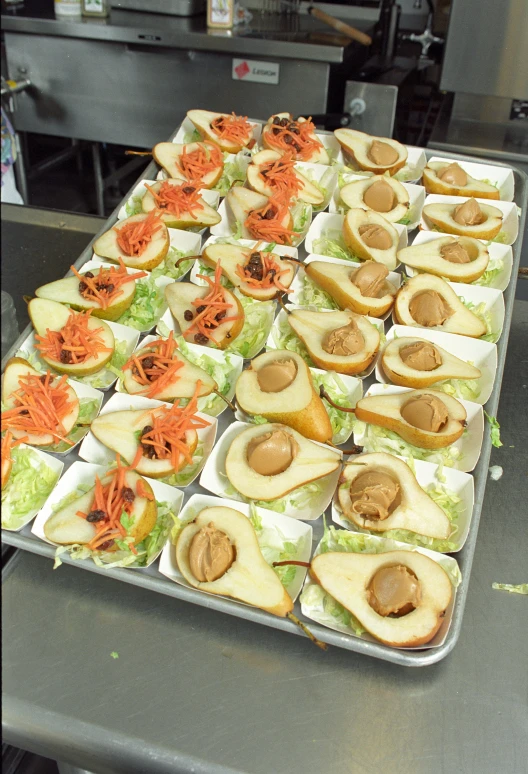 a tray of food on top of a counter