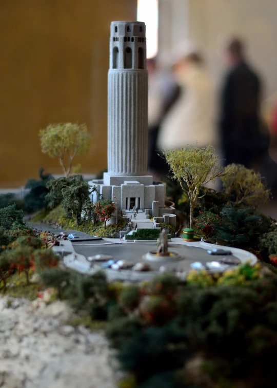 miniature models are placed around a model town