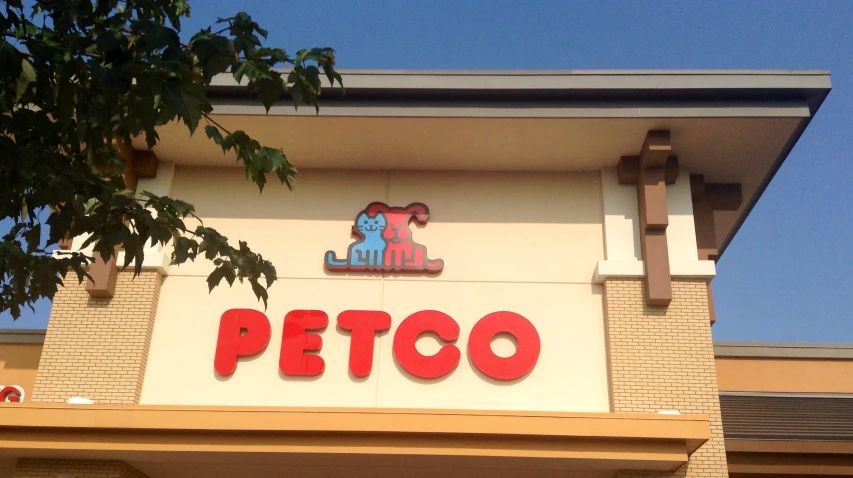 this storefront sign displays the company's petco symbol