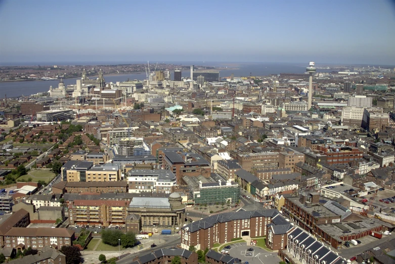 a large city with lots of buildings and water